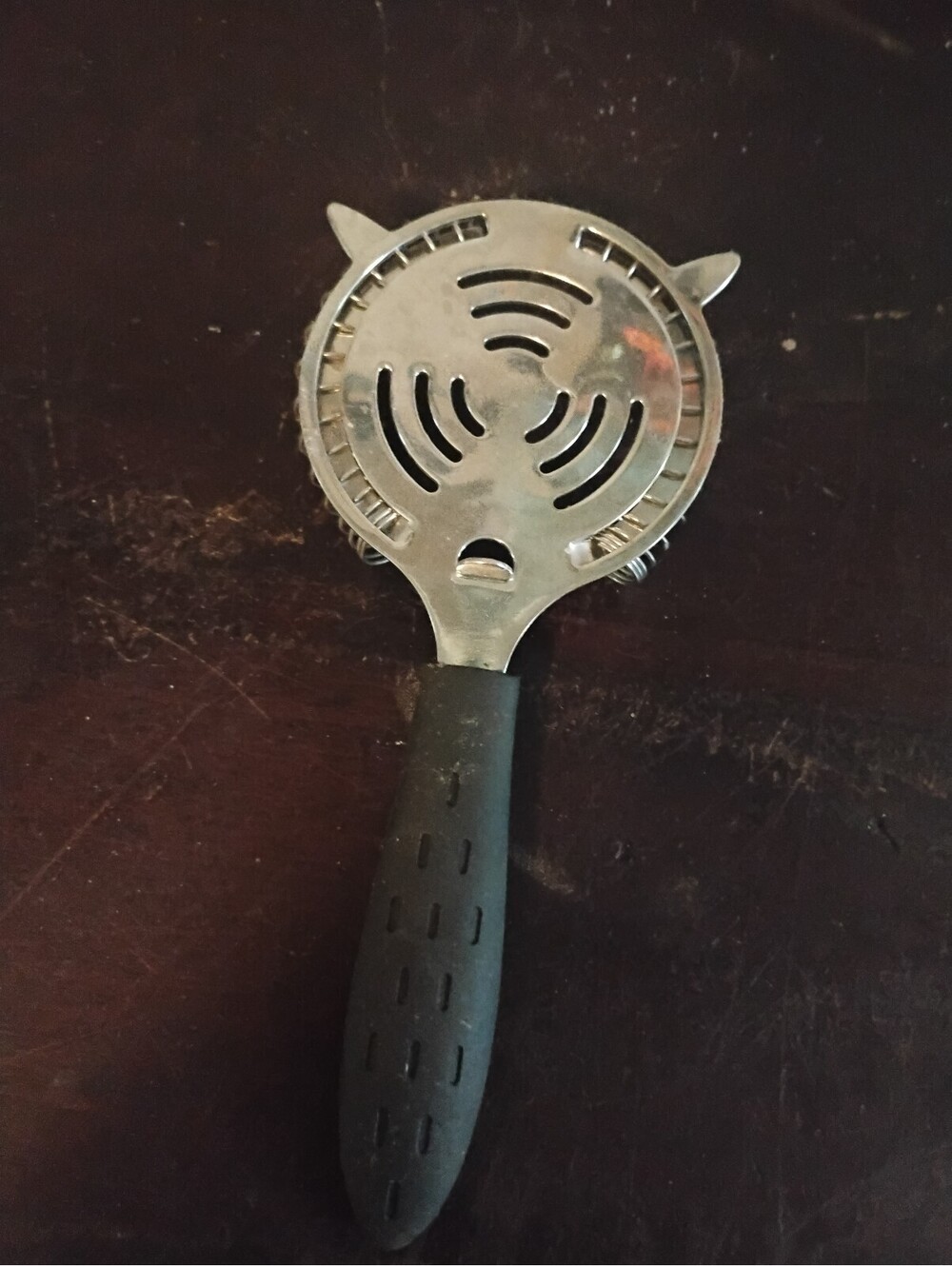 Copco Stainless Steel Bar Cocktail Strainer with Black Rubber Handle